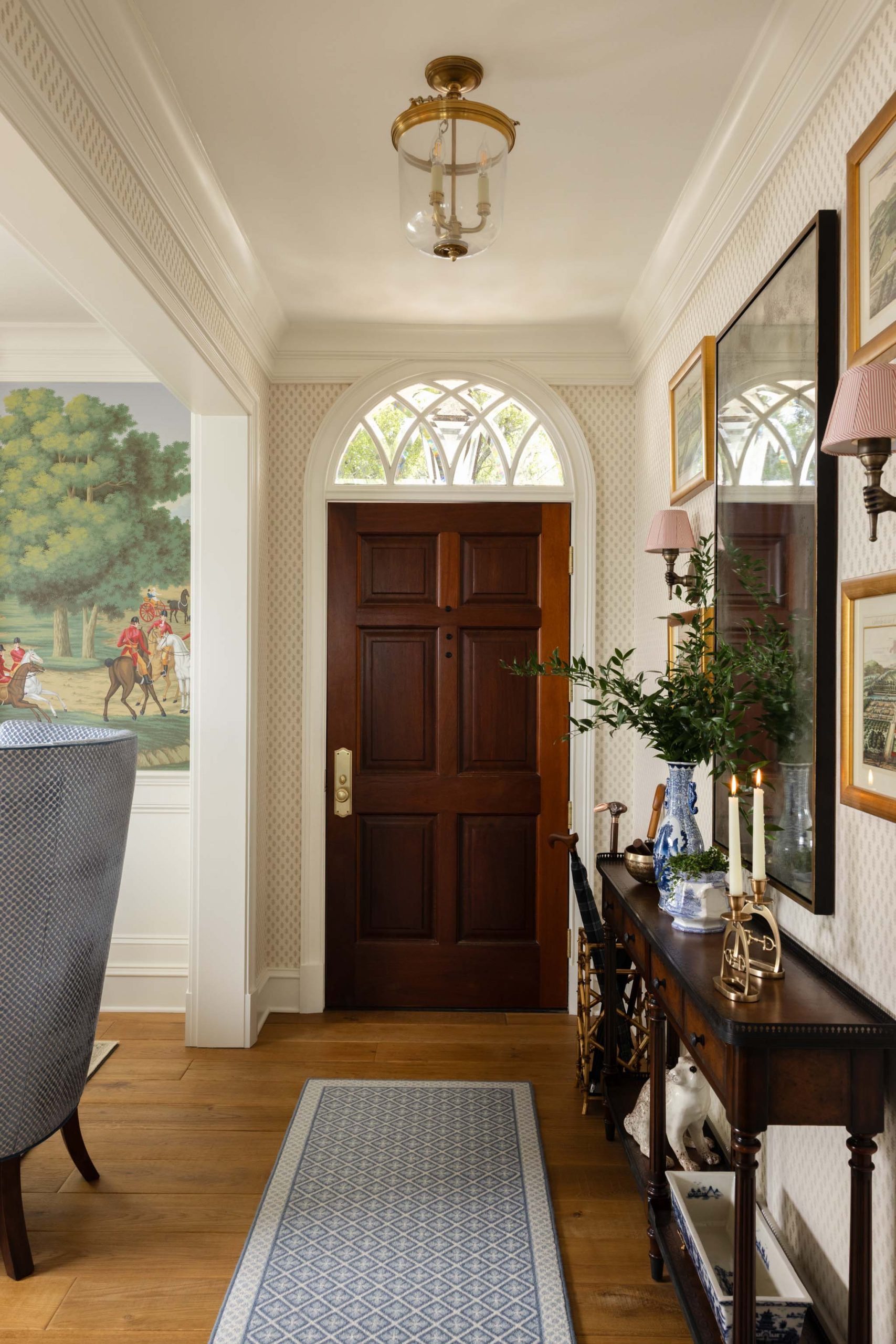Traditional English Country Foyer Arched Front Door